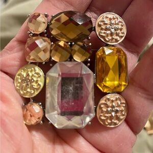Statement Multi-Gem Cocktail Brooch in Yellow, Amber & Clear